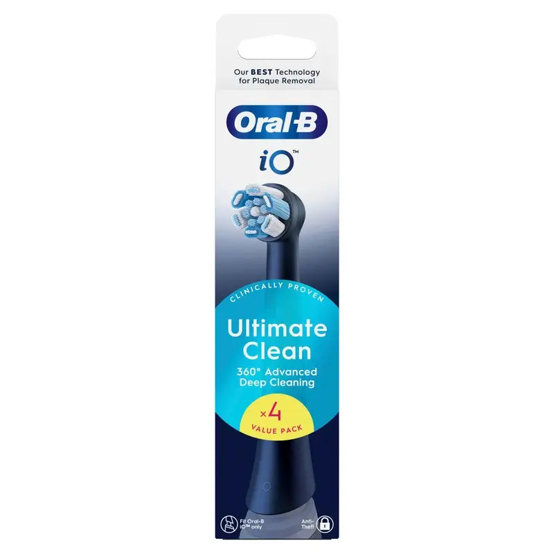 Oral B iO Ultimate Clean Black Replacement Brush Heads, 4-Pack