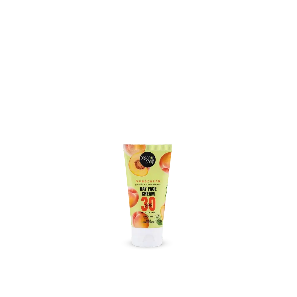 Organic Shop Day Face Cream with Peach Sun Protection + Antioxidants Spf30, 50 Ml