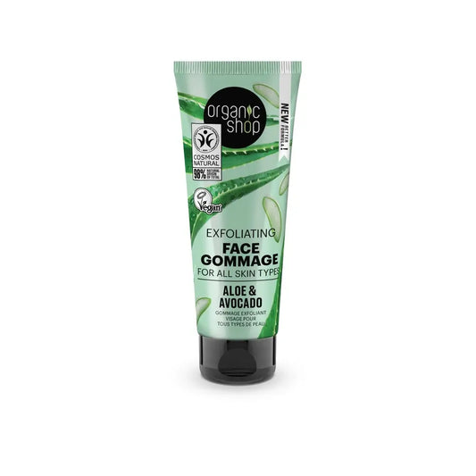 Organic Shop Gommage Facial Scrub For All Skin Types Avocado And Aloe From Organic Shop, 75 Ml