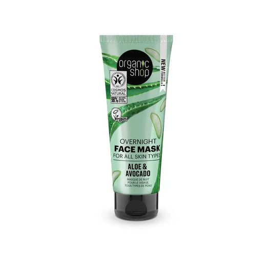 Organic Shop Overnight Face Mask For All Skin Types Avocado And Aloe From Organic Shop, 75 Ml