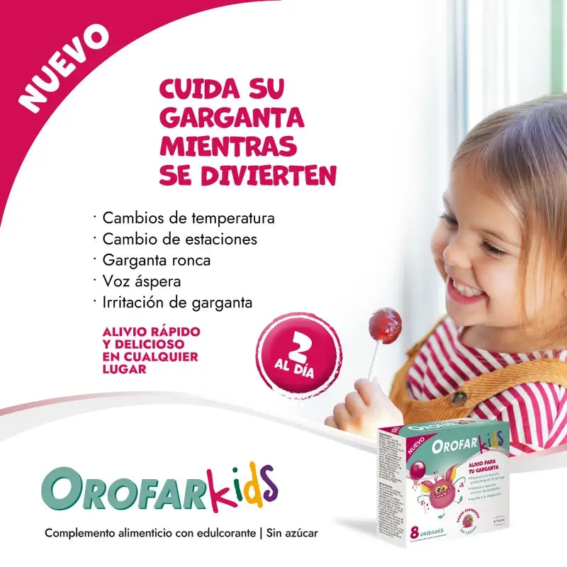 Orofar Kids Sugar Free Raspberry Throat Itch Lollipops , 8 lollipops