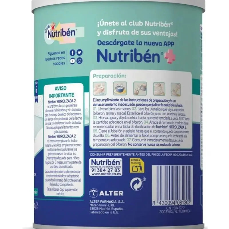 Nutribén Hydrolysed 2 Milk Continuation, 12 X 400 g