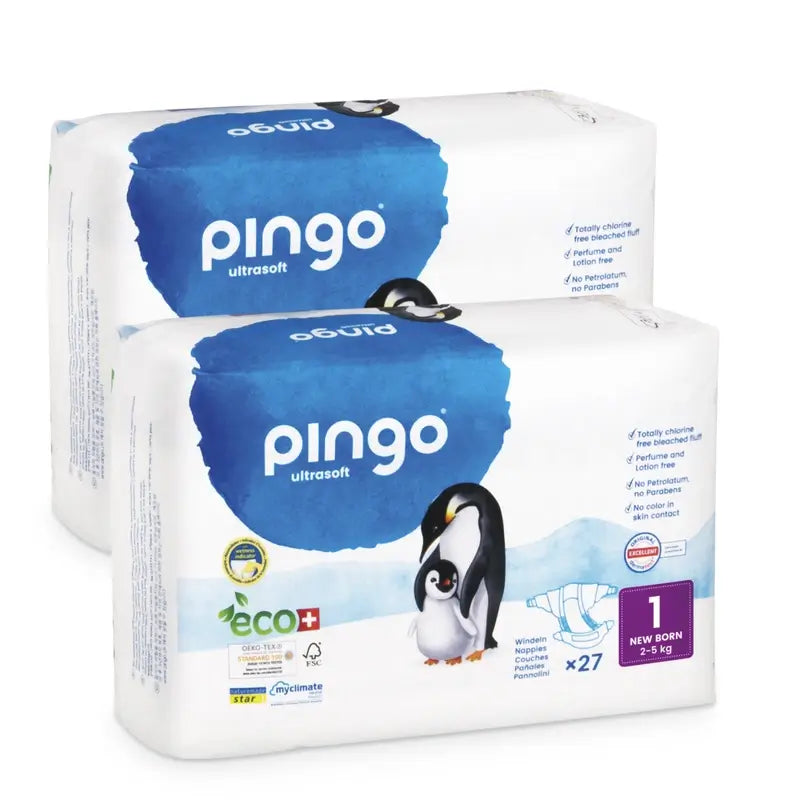 Pingo New Born Ecological Nappy Size 1, Pack 2 X 27 Pcs.