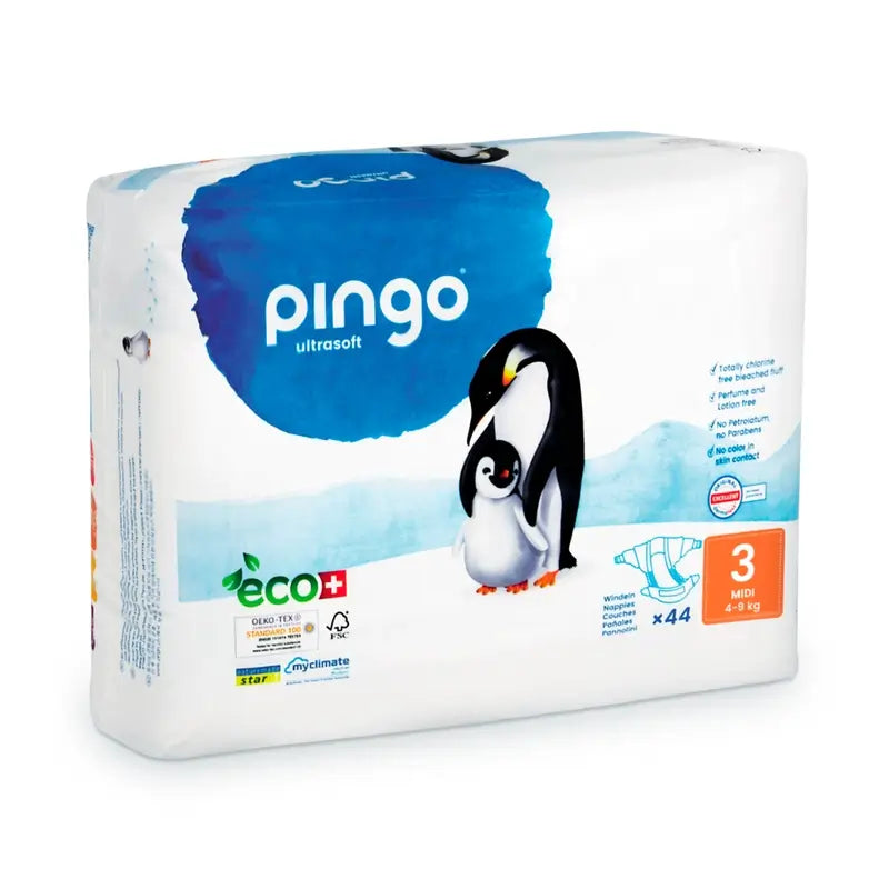 Pingo Ecological Nappy Size 3 Midi, Pack 2 X 44 Pcs.