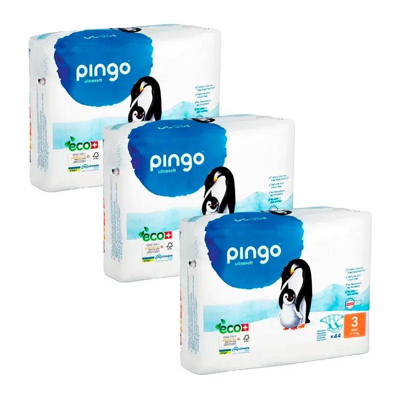Pingo Ecological Nappy Size 3 Midi, Pack 3 X 44 Pcs.
