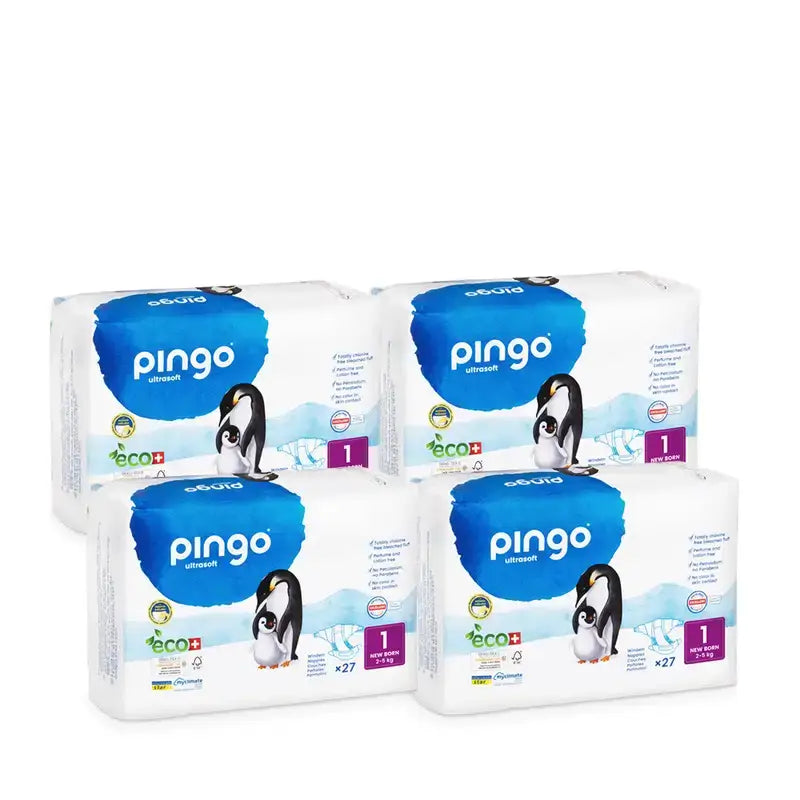 Pingo New Born Ecological Nappy Size 1, Pack 4 X 27 Pcs.