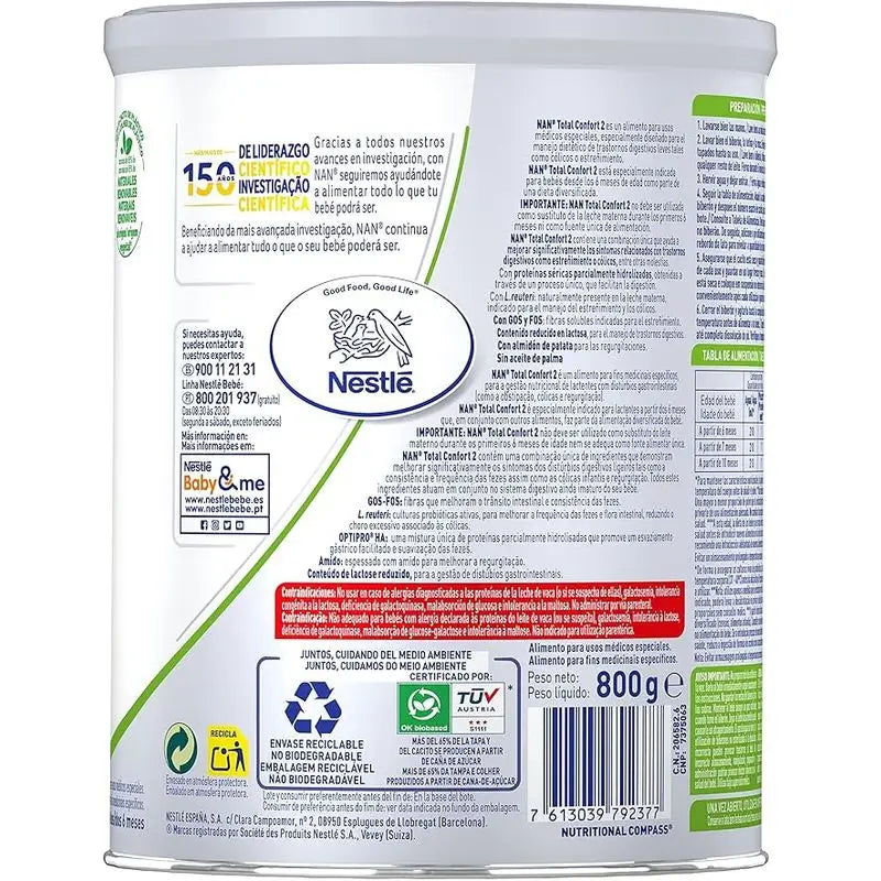 Nestlé Nan Total Comfort 2 Infant Milk, Pack 8 X 800 g