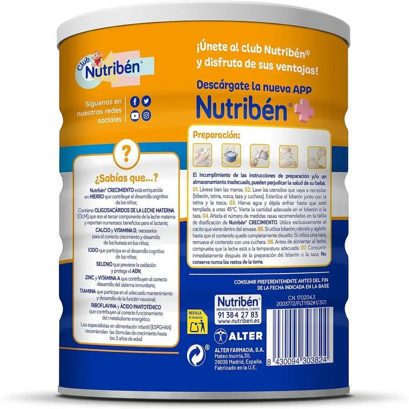 Nutribén Growth Pro+ 3 Milk, 8 X 800 grams