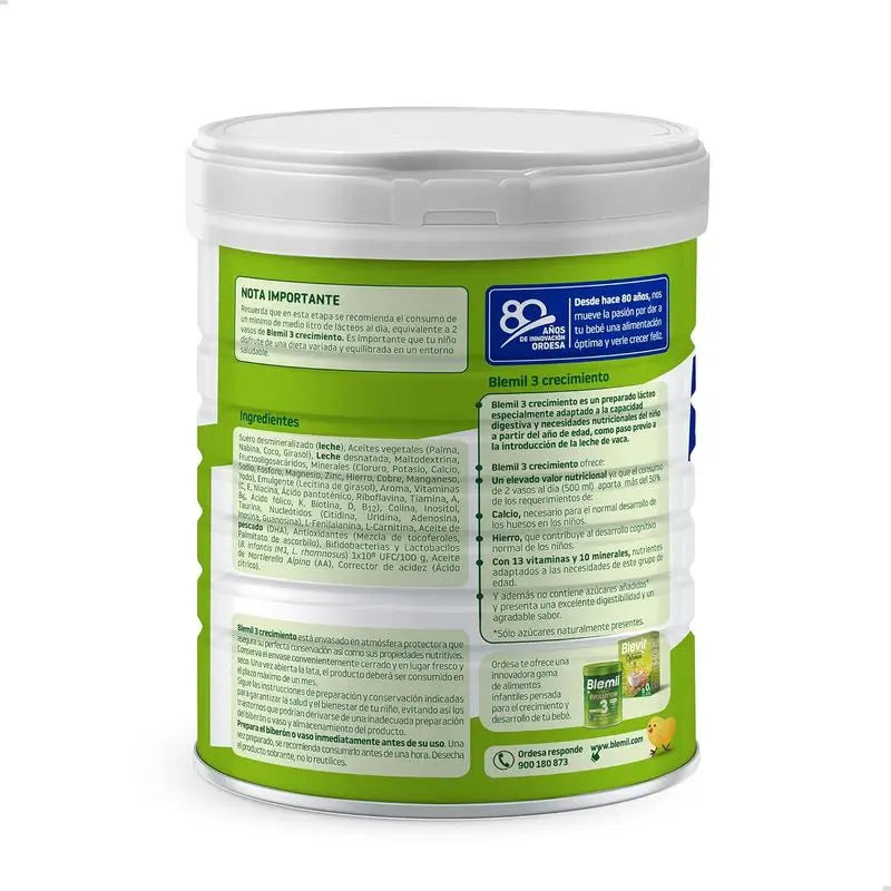 Blemil Plus 3 Growth 0% Sugar, 8x800g