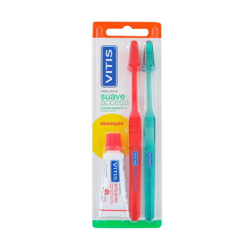 VITIS Duplo Access Soft Toothbrush + Anti-Cavity Toothpaste, 15 ml