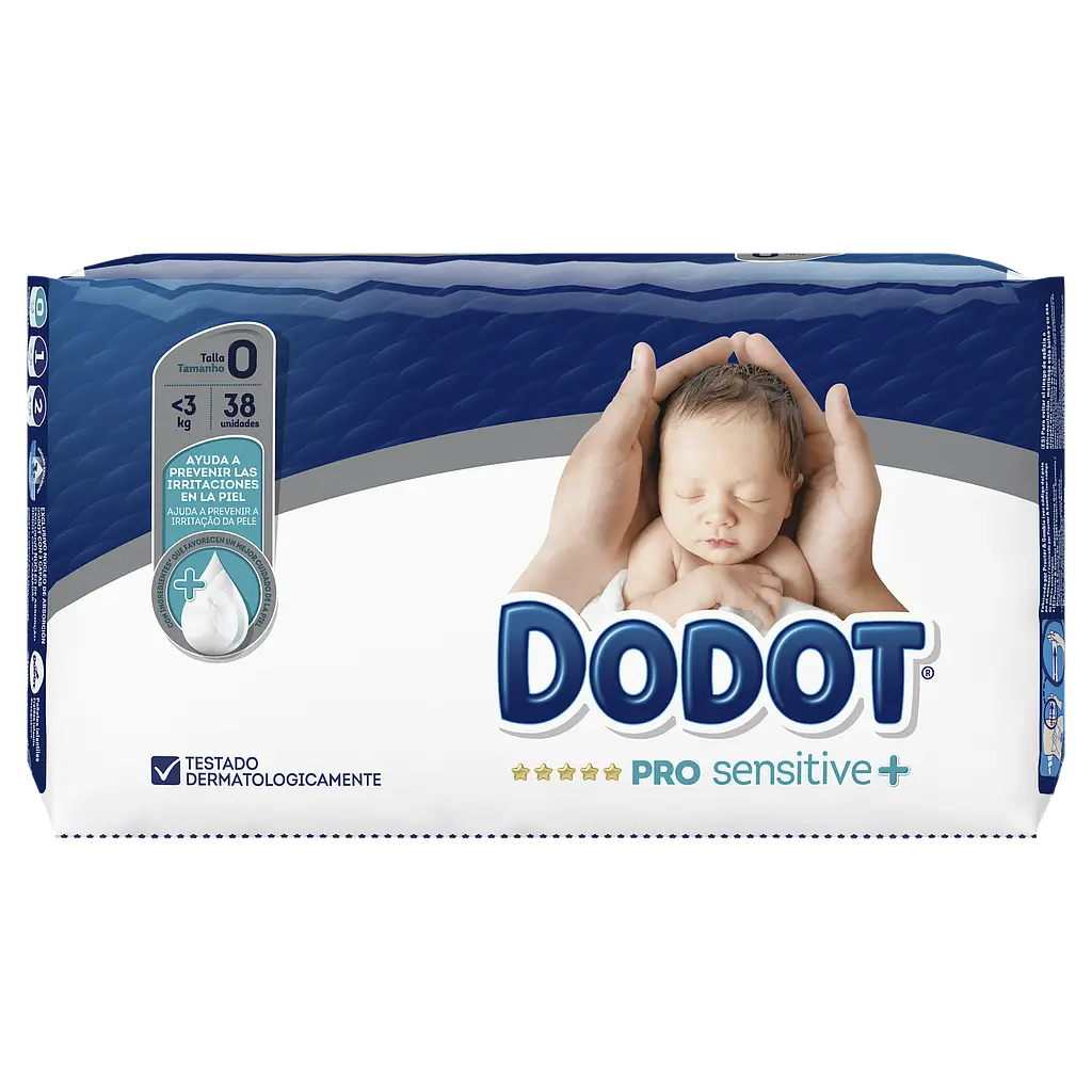 Dodot Pro Sensitive Nappy Size 0 (Up to 3 Kg), 38 units