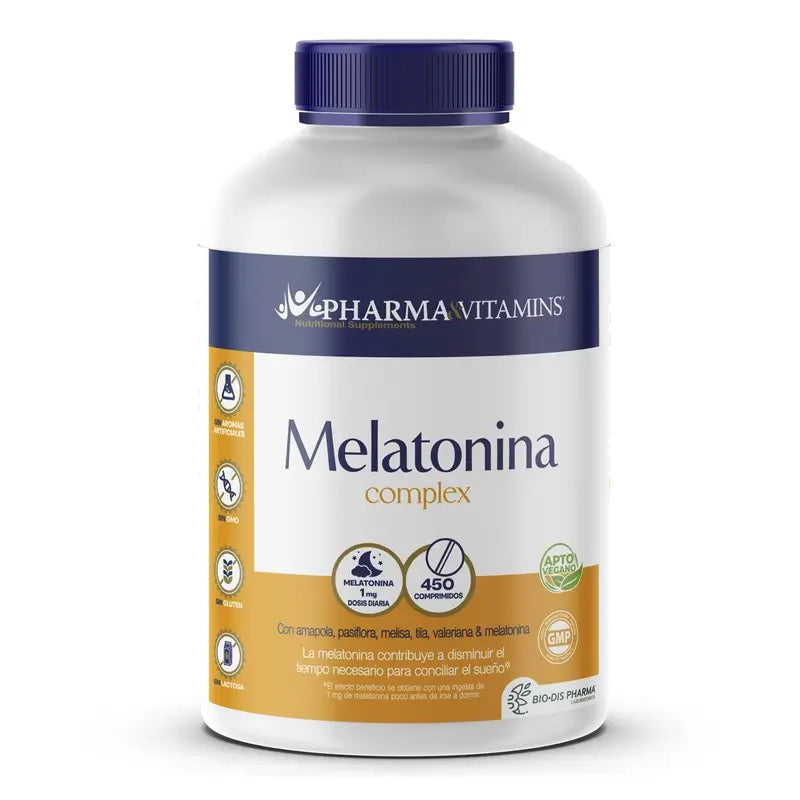 Pharma & Vitamins Melatonin 1 Mg Complex (Suitable for Vegans) , 450 tablets