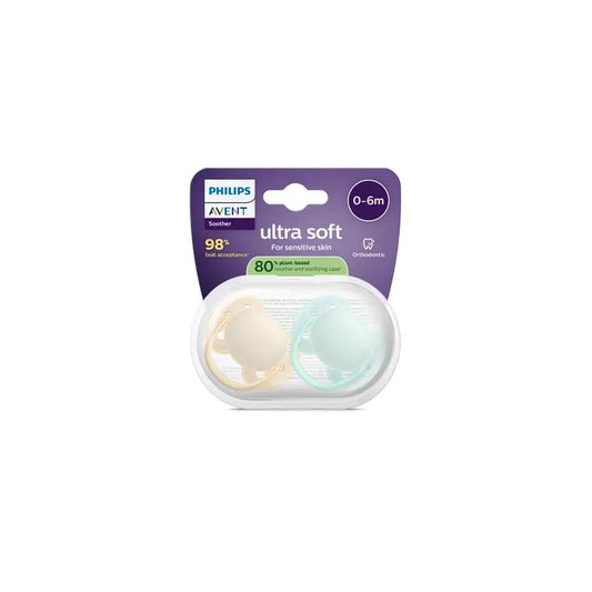 Philips Avent 2 ultra soft dummies 0-6m neutral