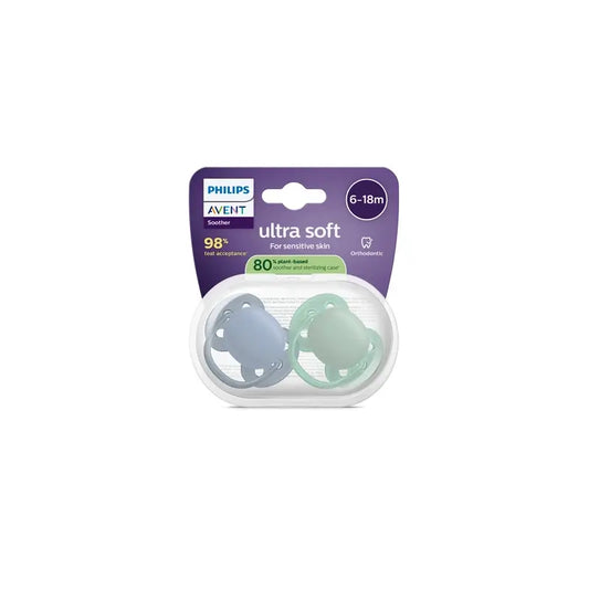 Philips Avent 2 ultra soft soothers 6-18m baby boy