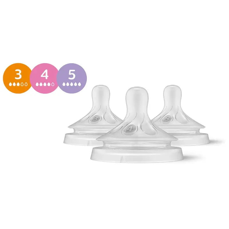 Philips Avent 3 Pack Nipples T3, T4, T5, Different Flows