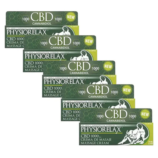 Physiorelax CBD Massage Cream, Pack 5 x 75 ml
