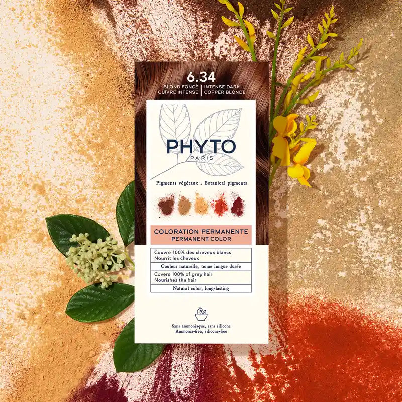 Phyto Colouring 6.34 Dark Blonde Copper - Permanent Colouring Kit, 110 ml