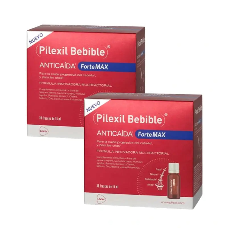 Pilexil Drinkable Anticaida Forte Max Duplo 2 Months, 30 Units x 15 ml