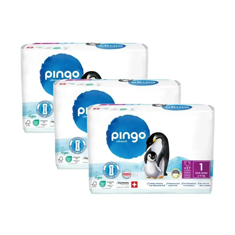 Pingo Ecological Nappies Size 1 (2-5 Kg), 3X27 Units