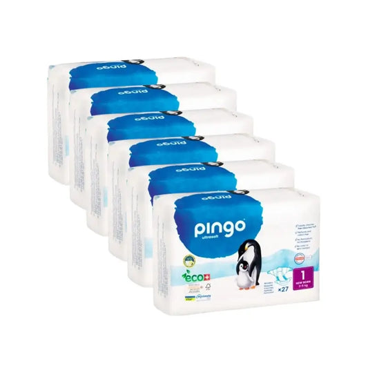 Pingo New Born Size 1 Ecological Nappies (2-5 Kg), 6X27 Units