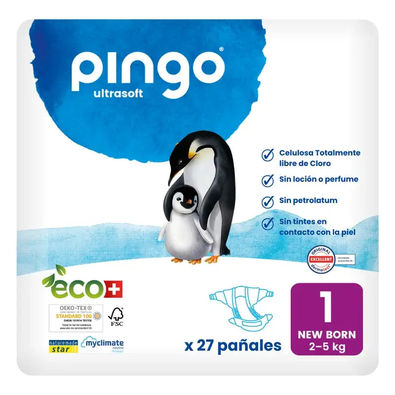 Pingo New Born Size 1 Ecological Nappies (2-5 Kg), 27 Pcs.