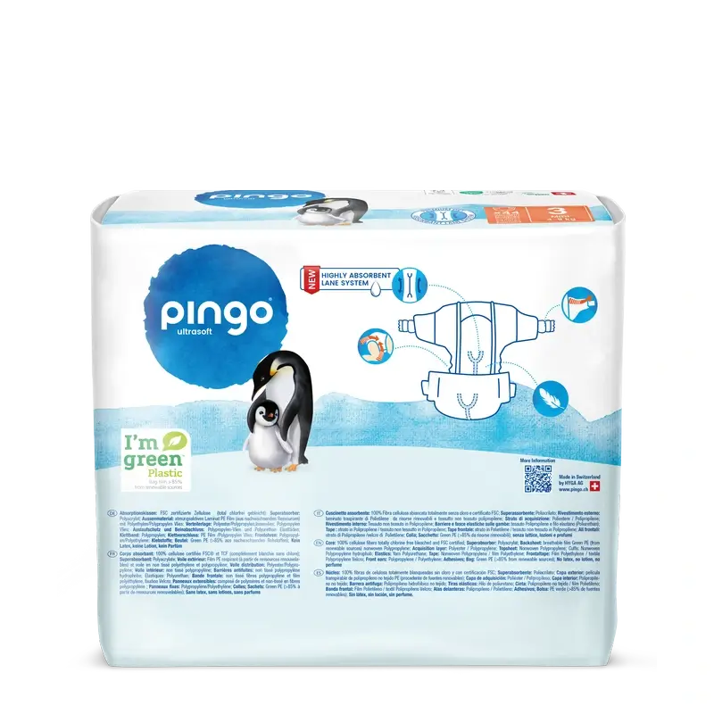 Pingo Ecological Nappies Size 3 (4-9 Kg), 44 pieces