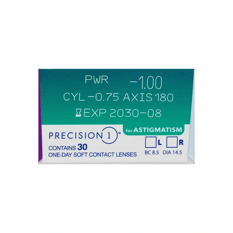 Precision1 Daily Toric Lenses , 30 units - -0.00, -0.75, 10, 8.8, 14.40
