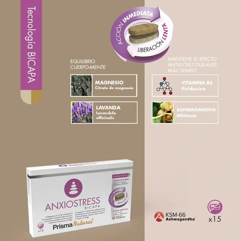 Prisma Natural Anxio-Stress Bicapa, 15 Tablets