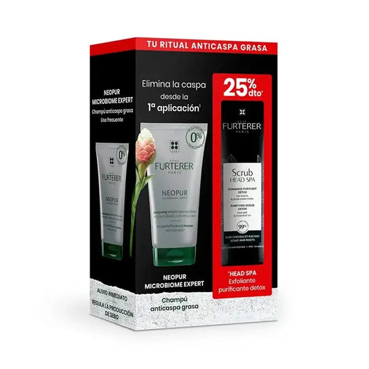 Rene Furterer Neopur Anti-Oily Dandruff Shampoo 150Ml + Head Spa Purifying Detox Exfoliating Scrub 150Ml