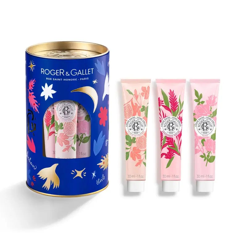Roger & Gallet Wellness Hand Cream Chest: Fleur De Figuier - Gingembre Rouge - Rose, 3 pcs.