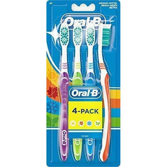 Oral-B Medium Toothbrush 123 Shiny Clean , 4 pieces