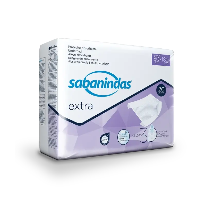 Sabanindas Extra Adjustable Absorbent Pad 80 X 180 Cm. , 20 pcs.