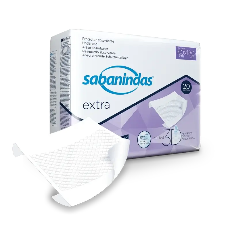 Sabanindas Extra Adjustable Absorbent Pad 80 X 180 Cm. , 20 pcs.
