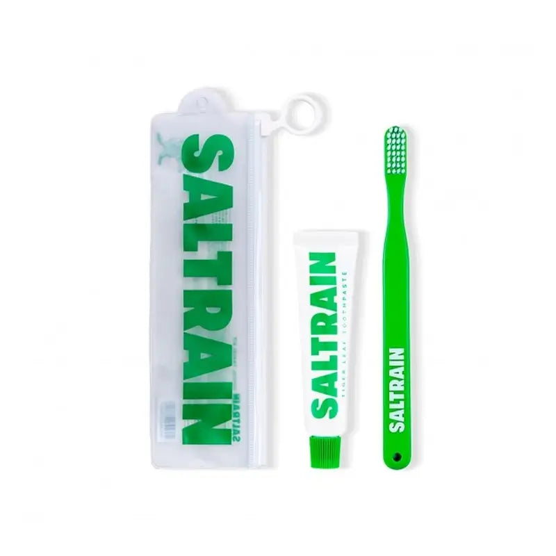 Saltrain Travel Kit Green Tiger Leaf and a Brush