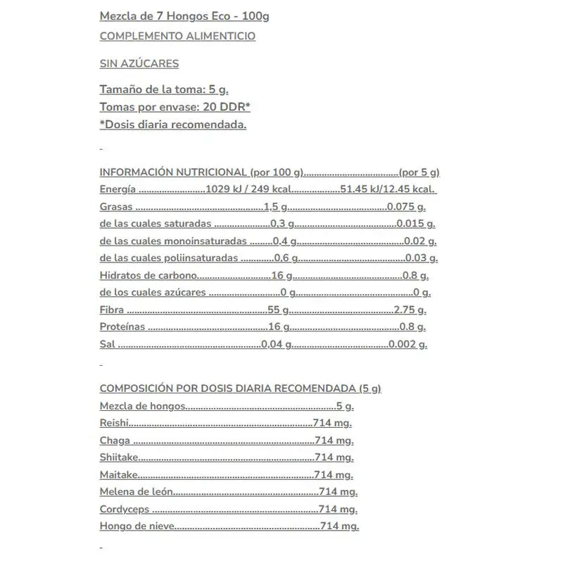 Salud Viva Mix 7 Mushrooms 100Gr.