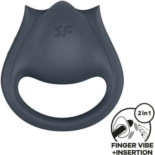 Satisfyer Perfect Pair 2 Multivibrator 2 In 1 Penis Ring & Finger Stimulator Grey