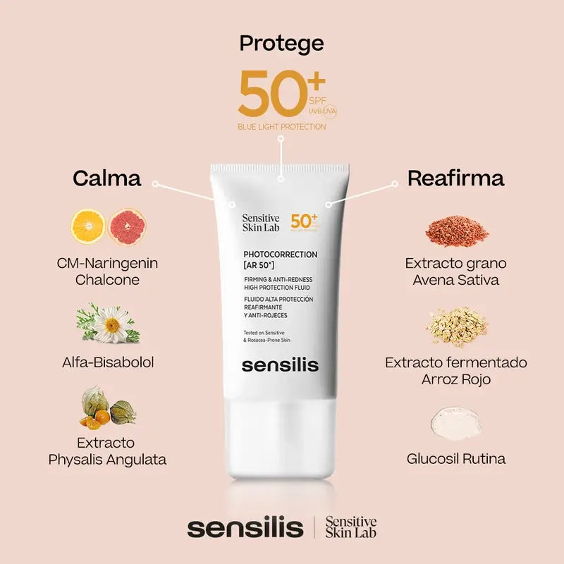 Sensilis Photocorrection [Ar SPF 50+] Firming and Anti-Redness Fluid 40 ml
