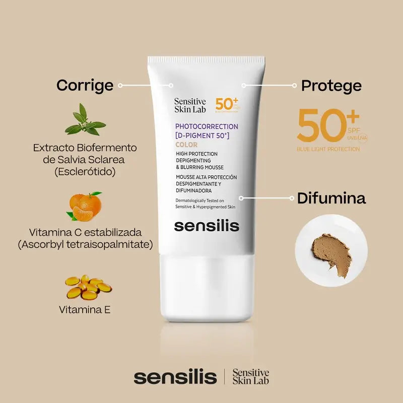Sensilis Photocorrection [D-Pigment 50+] Colour Depigmenting Mousse 40 ml