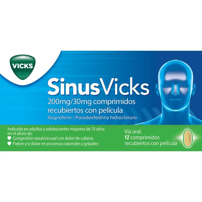 Sinusvicks 200 Mg/30 Mg, 12 coated tablets