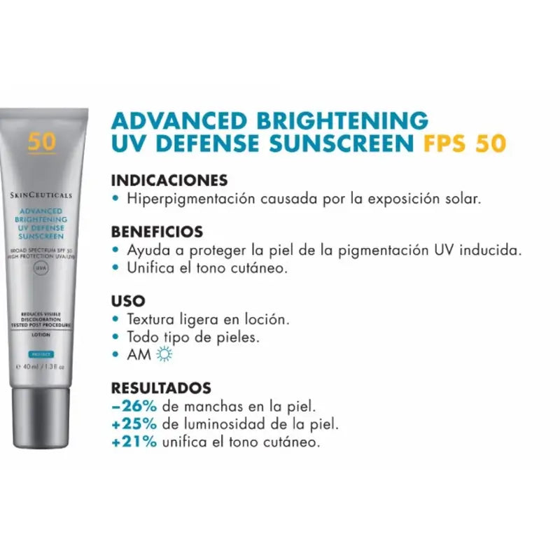 SkinCeuticals Advanced Brightening Uv Defense SPF 50 Anti-Blemish Sunscreen 40 ml