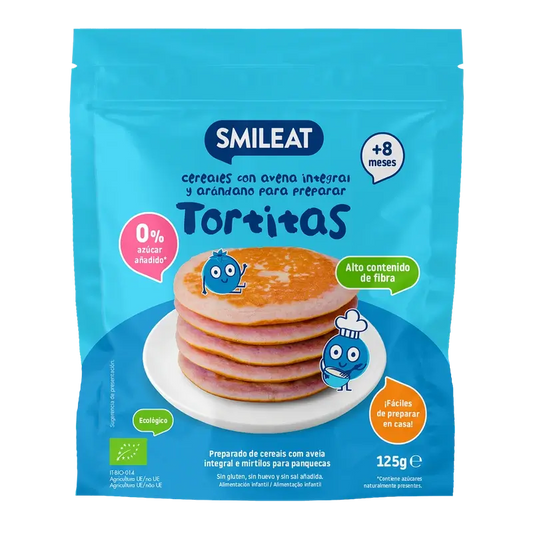Smileat Mix Wholemeal Oat & Blueberry Pancakes , 125 gr ECO