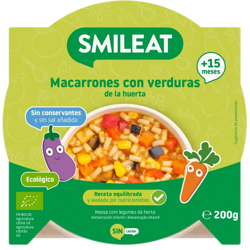 Smileat Small Plate Macaroni With Vegetables From The Garden Eco, 200 g