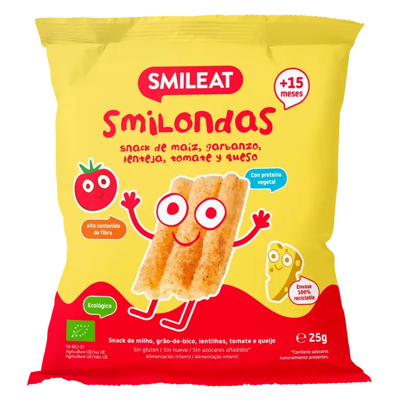 Smileat Smilondas Corn, Vegetables, Tomato & Cheese Snack , 25 grams