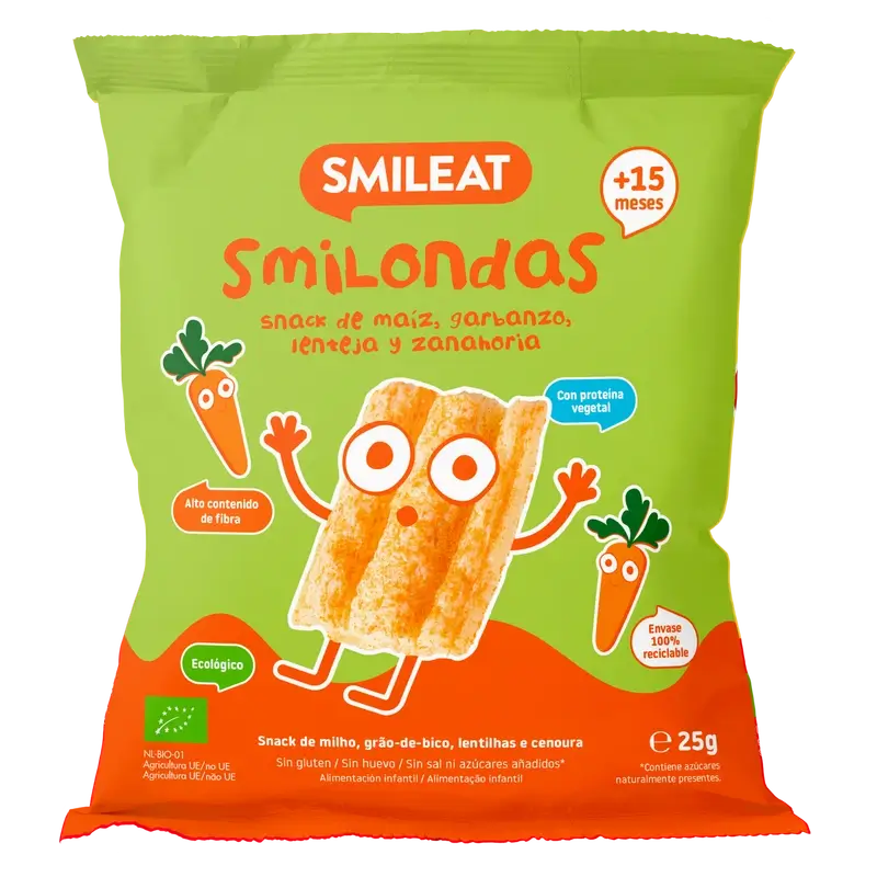 Smileat Smilondas Corn, Vegetables & Carrot Snack , 25 grams
