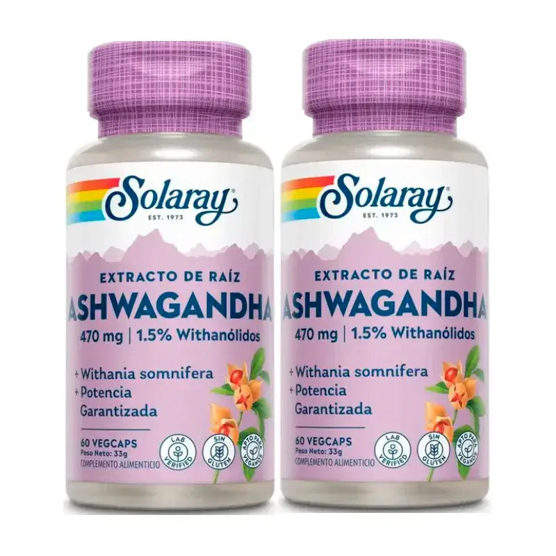Solaray Ashwagandha 470 Mg Veggie Pack 2 x 60 Capsules