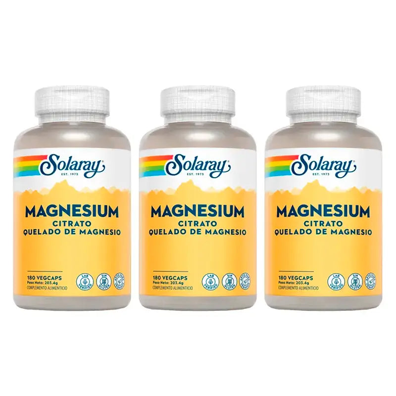 Solaray Magnesium Citrate Pack 3 x 180 Capsules