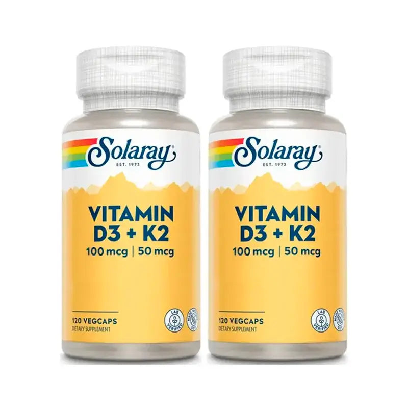 Solaray Vitamin D3 & K2 (Mk7) Pack 2 x 120 Capsules