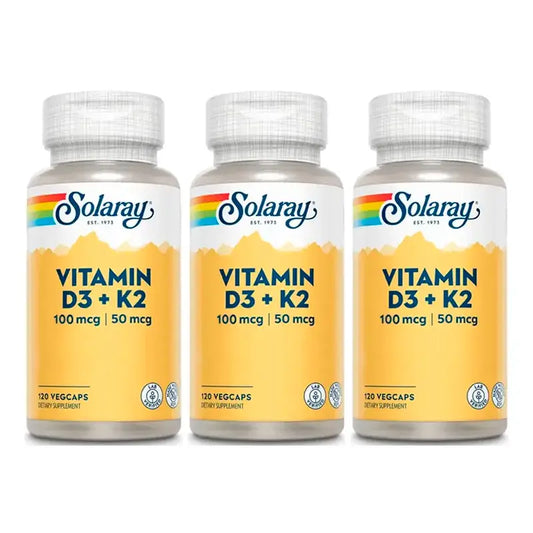 Solaray Vitamin D3 & K2 (Mk7) Pack 3 x 120 Capsules