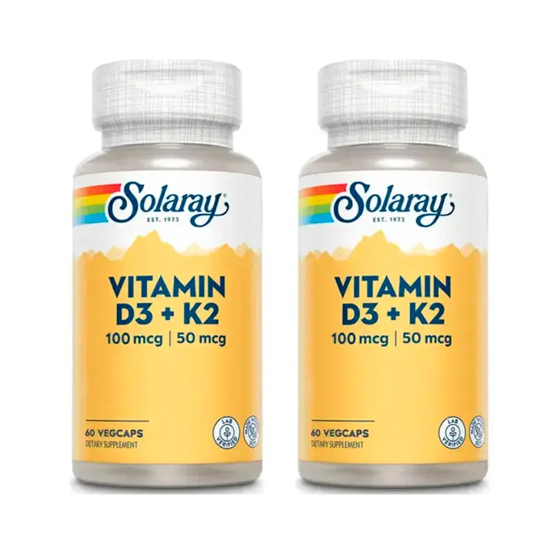 Solaray Vitamin D3 & K2 Pack 2 x 60 Capsules