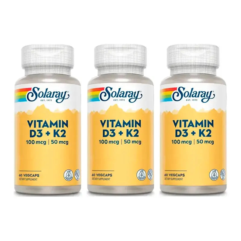 Solaray Vitamin D3 & K2 Pack 3 x 60 Capsules